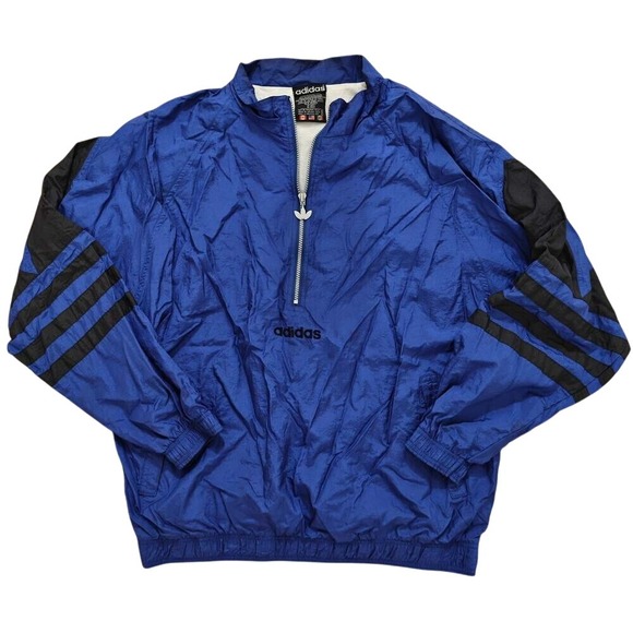 adidas Other - Vintage Adidas Blue and Black Quarter Zip Nylon Windbreaker Jacket XL